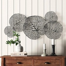 WALL ART / Wall Decoration Leaves Big / Metal 100cm / Antique Silver / Sculpture