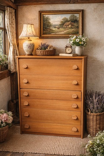Vintage stag tall - boy, teak