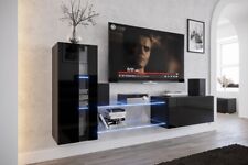 TV UNIT Furniture Set Modern Living Room BLACK Gloss cupboard cabinet hi fi