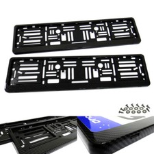 2x Carbon Fibre Hydrographic Euro Car License Number Plate Surround Holder Frame