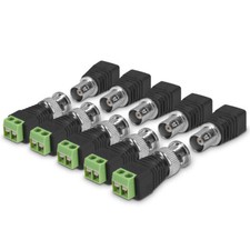 10 Pcs BNC Connector Adapter Set 5x Male 5x Female for Video Balun CCTV Camera