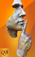 BRONZE SCULPTURE FIGURE SILENCE AND SERENITY CONTEMPORARY MODERN ART STATUE FACE
