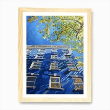Blue Building Art Print Framed