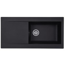 Liquida EW10BL 1.0 Bowl Composite Reversible Inset Black Kitchen Sink With Waste