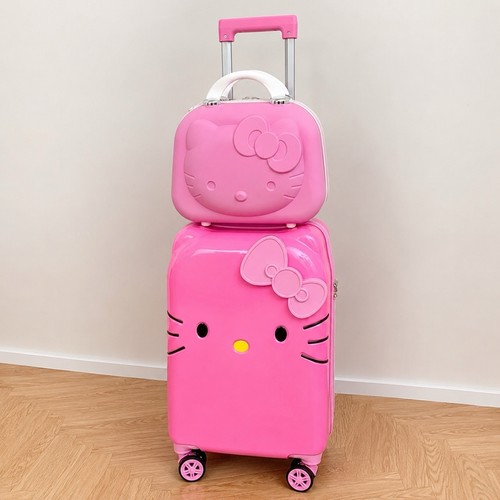 Pink kids character - suitcase, &