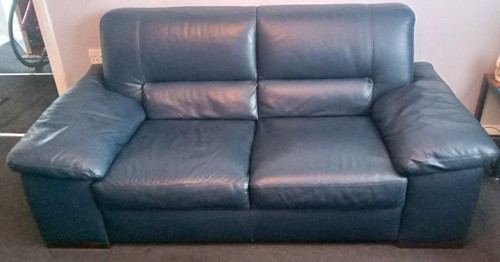 Dfs bluleather seater sofa - dfs,