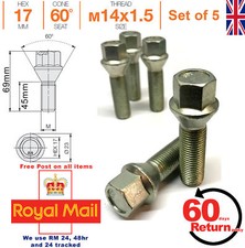 Car Alloy Wheel bolts M14x1.5 45mm extended Thread taper for Peugeot set of 5