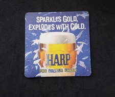 Harp Lager : Sparkles Gold Explodes With Cold, Vintage Beer Mat/Coaster - 1980s 