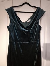 Quiz Ladies Green Velour Velvet Occasion Evening Ball Maxi Dress Gown Size 24