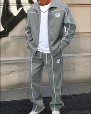 Mens Grey Mandarin Collar