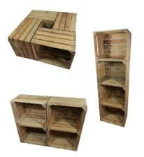 4 x Vintage Wooden Apple Fruit Crate Rustic Old Bushel Box Shabby Chic Storage-