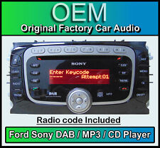 Ford Kuga CD MP3 player with DAB radio, Ford Sony DAB van stereo with Code