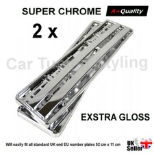 2 x SILVER CHROME NUMBER PLATE