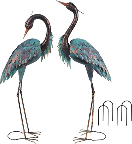 Large metal heron statues - statues, set
