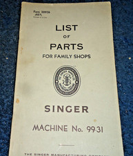 Original Singer 99-31 Sewing Machine Parts List Manual Illustrated Pictures