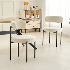 Modern Teddy Fabric Dining Chair with Metal Leg for Kitchen Study or Living Room