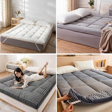 Rolling Futon Mattress w/ Elastic Straps 10cm Thick Quilted Topper for Floor/Bed