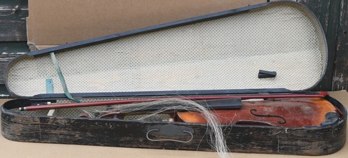 Old wooden cased - cased, violin