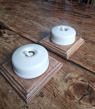 1940s G.E.C. Dolly Light Switch on Beech Pattress. 2 Way. Ivory/Cream 1 of 2 