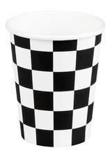 Alice in Wonderland Black & White Chequerboard Mad Hatters Tea Party Cups Pk 10
