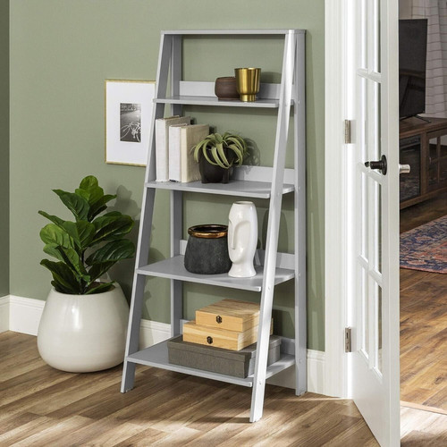 Ladder bookshelf grey slim - bookshelf,