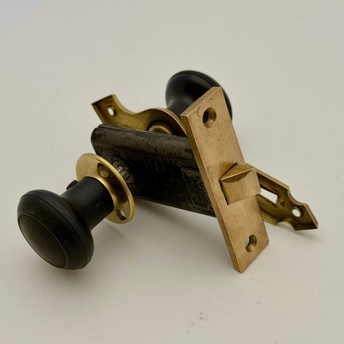 Brown bakelite door knob set - brown,