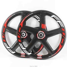 700C Fixed Gear Track Road Bicycle Carbon 5 Spokes Wheelset Clincher Disc Brake