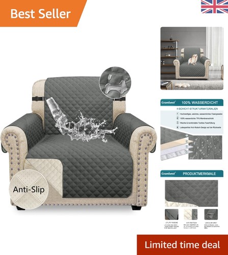 Grey non slip sofa cover - non-slip, for