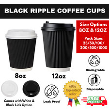 Black Ripple Paper Coffee Cups