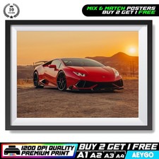 LAMBORGHINI HURACAN Wall Art Print Poster Super Sport Car Large Size A4 A3 A2 A1