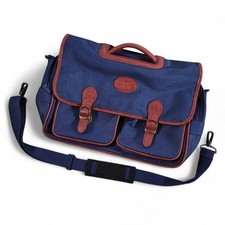 Pierre Cardin Blue Canvas Shoulder Bag Mens Leather Accents Removable Strap