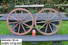 2x Vintage old wooden cart wagon wheel / 56 cm - FREE DELIVERY