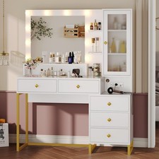Vanity Desk with Mirror and Lights, Makeup Vanity with Lights & Charging Station