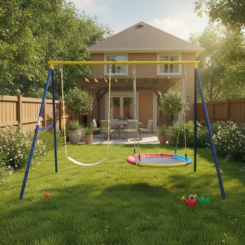 Double swing set metal frame - set,