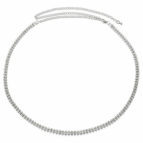 Silver row diamante chain - 2-row,