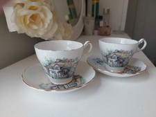 A Pair Of Vintage Duchess ' Brookfield' Bone China Tea Cups & Saucers