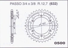 Crown - Rear Sprocket - for Kawasaki GPz1000 1986 - Chiaravalli 0500-Z40