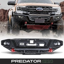 BLACK FRONT BUMPER 4X4 STYLE CARBON STEEL WINCH MOUNT FOR FORD RANGER T9 2023+
