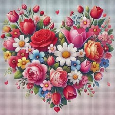 FLORAL HEART CROSS STITCH KIT