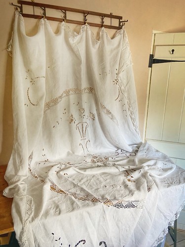 Antique white pure linen cut - white,