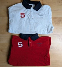 x2 Hackett Sport Aston Martin 5 Racing Polo Shirts White/Red - Mens Medium M