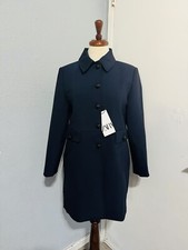Zara Navy Blue Luxury Lapel Collar Long Sleeves Short Pocket Coat Size Medium