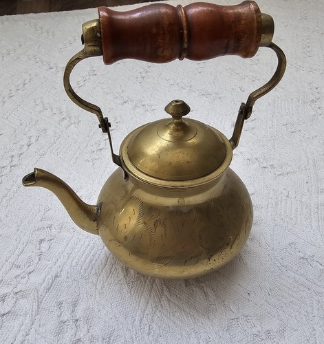 Vintage brass kettle teapot - vintage,