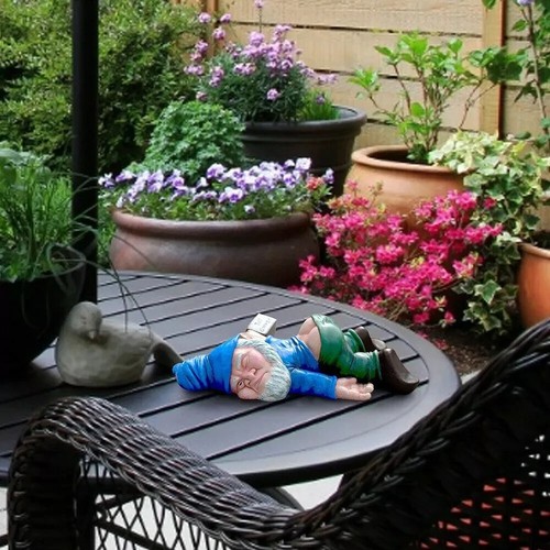 Passed out drunk dwarf garden - out,
