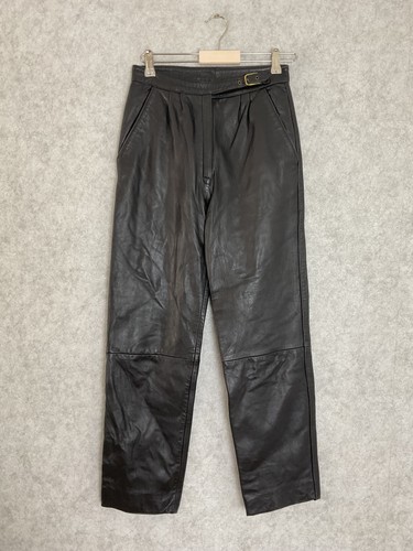 Vtg 80s black leather - black, trousers