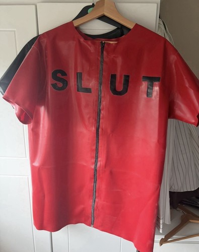Men red latex rubber top - red,