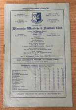 WYCOMBE WANDERERS v ERITH & BELVEDERE - RARE PROGRAMME - FAAC 2R - 12/01/1952