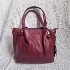 Tod's medium sized flower bag in burgundy with contrast purple leather