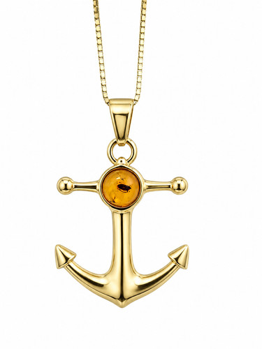 Baltic amber anchor pendant - baltic,