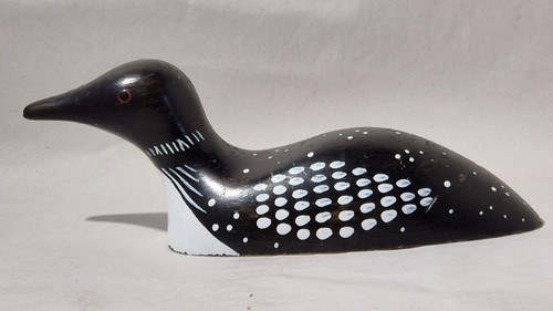 Hand carved loon decoy - carved,